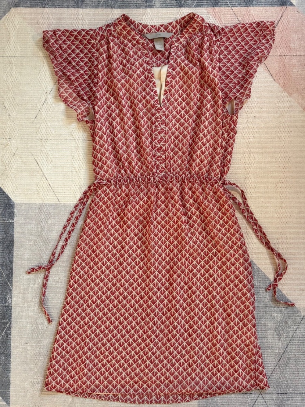 H&M red/creme dress size 2